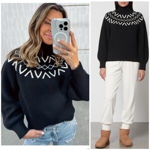 NWT VARLEY Marcie Fairisle Yoke Knit Sweater Pullover SZ L